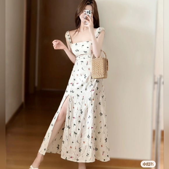 New Zara Floral Embordied Lien Dress 4786/254 - Picture 6 of 17